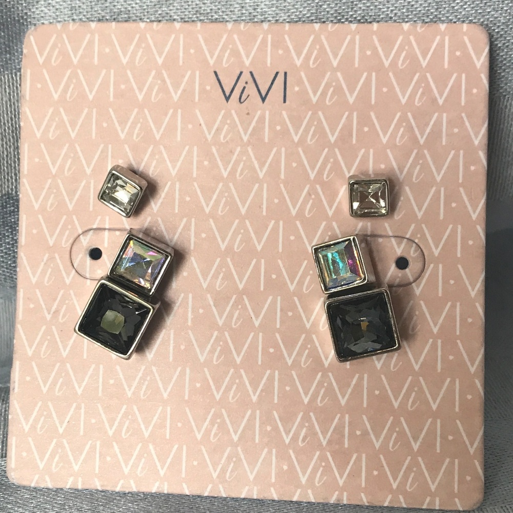 ViVi 3 sets Multi Color Square Cut Earrings-NWT